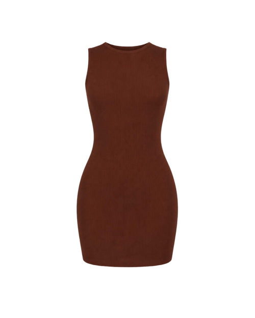 FALLING FOR IT MINI DRESS - BROWN